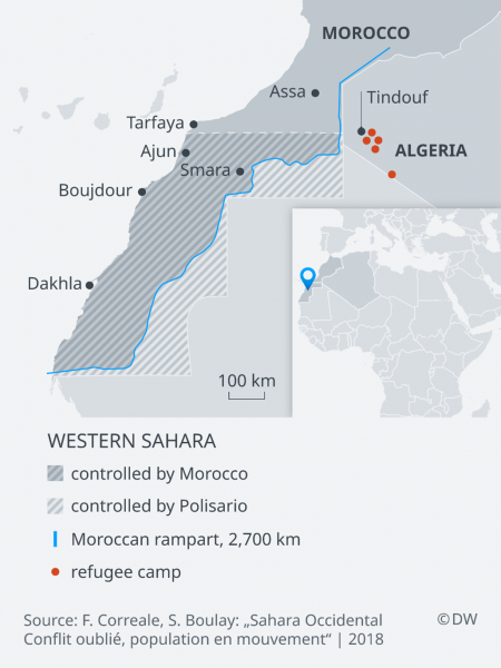 A Map explaining the zones controlled by both sides along with the buffer line (DW)