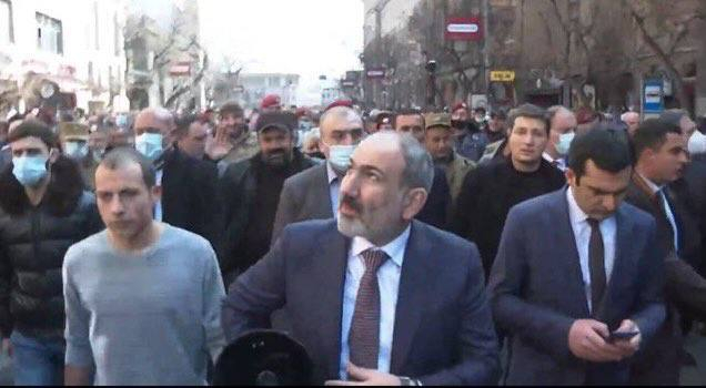 Pashinyan with megaphone