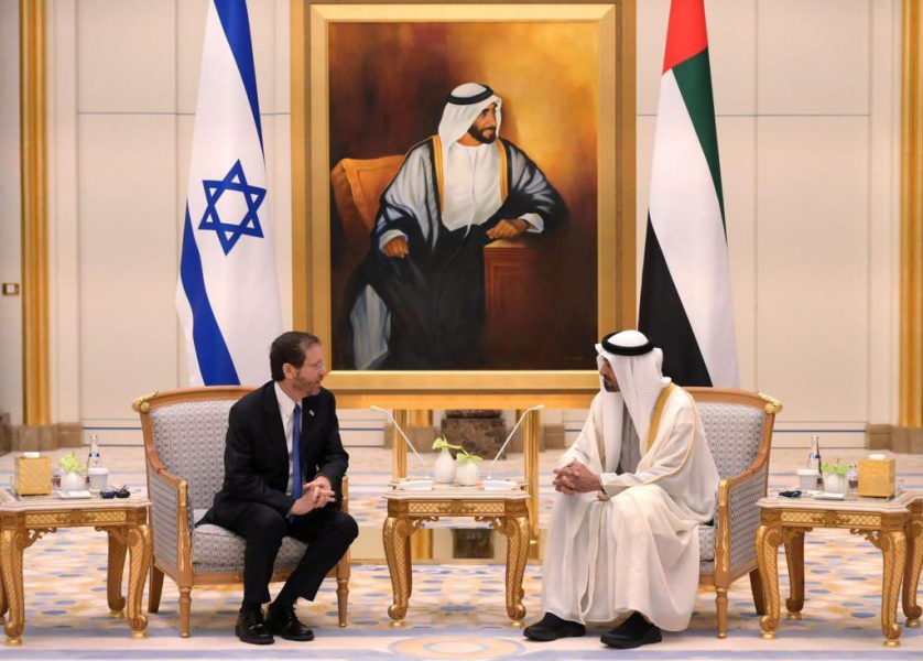 Herzog with Abu Dhabi crown prince, Sheikh Mohammed bin Zayed Al Nahyan. 