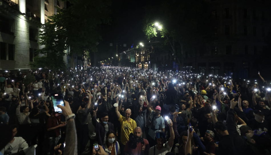 Demonstration in Tbilisi, Georgia.  Giorgi Arjevanidze/AFP via Getty Images.