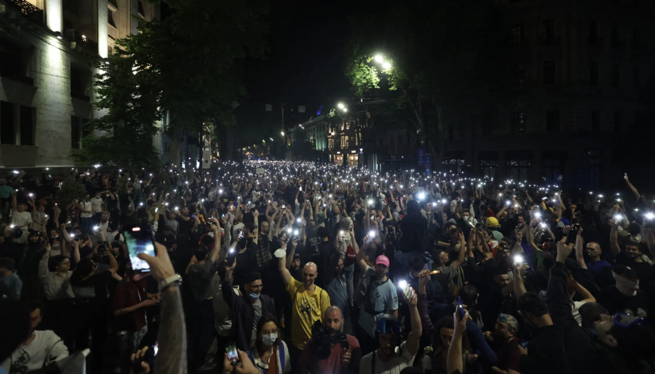 Demonstration in Tbilisi, Georgia. Giorgi Arjevanidze/AFP via Getty Images.
