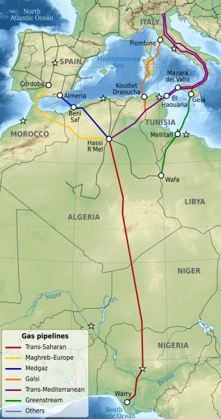 map of transaharan gas pipeline