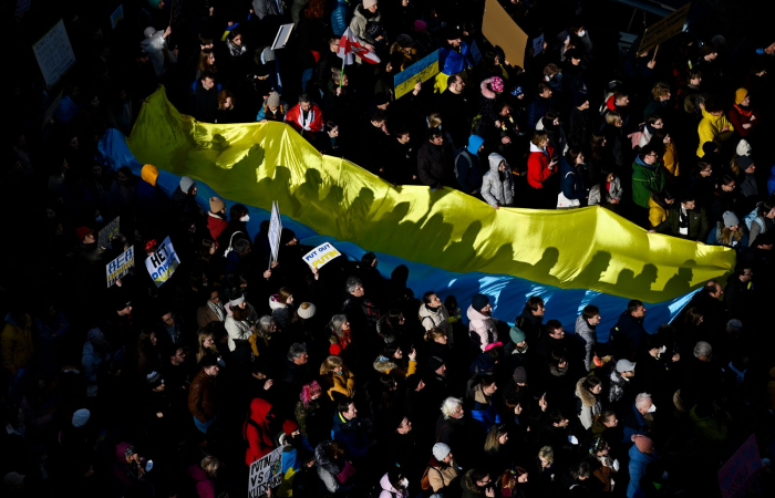 Across Europe, in city squares and in the corridors of power, a massive expression of support for Ukraine