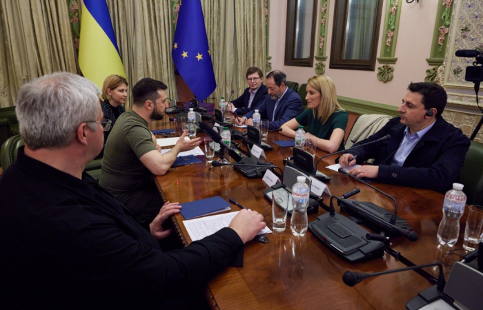 European Parliament president Roberta Metsola visits war torn Kyiv in an act of solidarity with the Ukrainian people