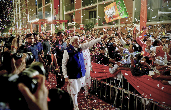 Indian Prime Minister Narendra Modi wins the general elections in India but falls short of gaining a majority in parliament