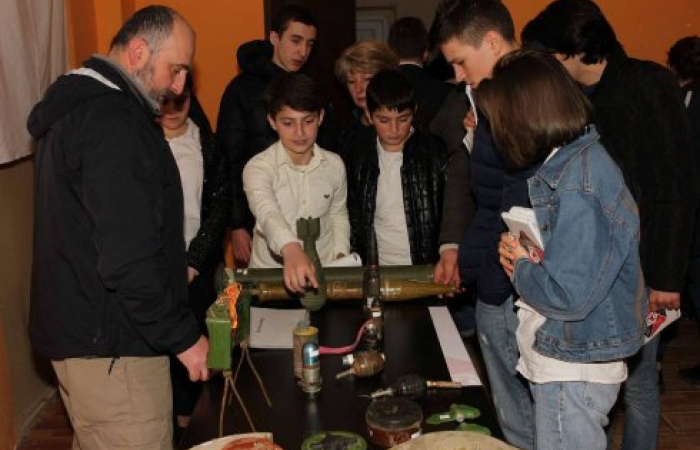 In Tbilisi, school children from the IDP community are made aware of the hazard of land mines