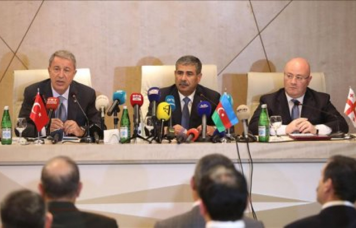 The defence ministers of Azerbaijan, Georgia and Turkey hold their 7th trilateral meeting