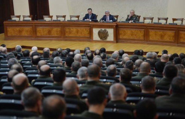 Armenian President speaks on security issues in meeting with senior military