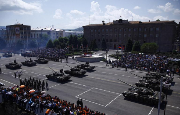Stepanakert puts on a military display. An elaborate Victory Day parade in Nagorno-Karabakh was likely meant to reassure the local population.
