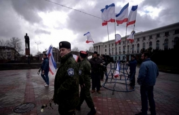 Crimea declares independence; asks to join Russia.