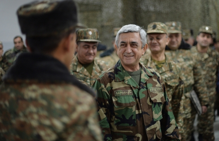 Armenian President inspects troops on front-line and visits Karabakh.