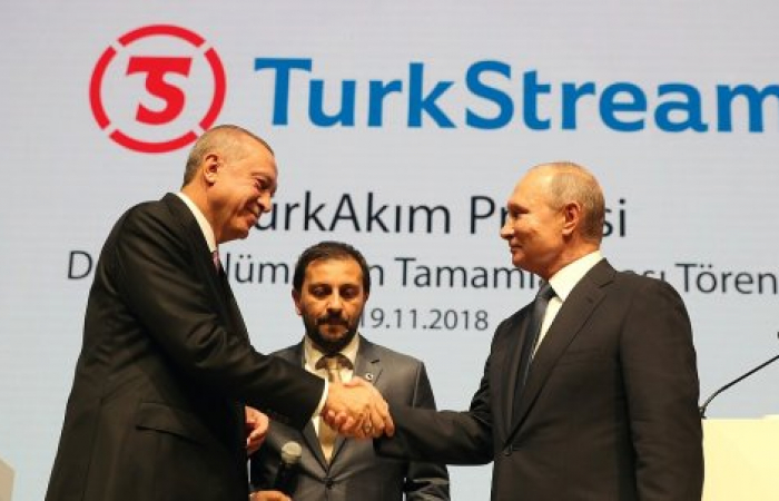 Putin and Erdogan attend ceremony to mark completion of offshore section of TurkStream