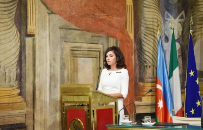 Azerbaijan First Vice President Aliyeva speaks in Rome on Karabakh conflict settlement