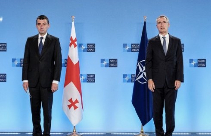 NATO Secretary General welcomes Prime Minister Gakharia of Georgia at NATO Headquarters in Brussels