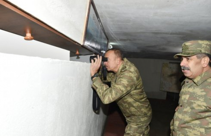 Azerbaijani President visits the front line at the start of large scale military exercises