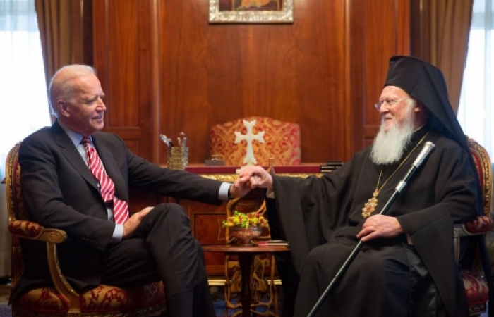 Biden meets Patriarch Bartholomew I amid increasing concerns about the fate of Christian minorities in the Levant and the Middle East.