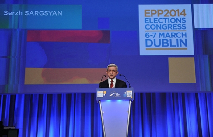 Armenia will "complement and harmonise interests". President Sargsyan makes fleeting reference to Ukraine at EPP summit in Dublin.