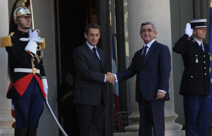 Armenian President in meeting with French President Sarkozy at the Elysee