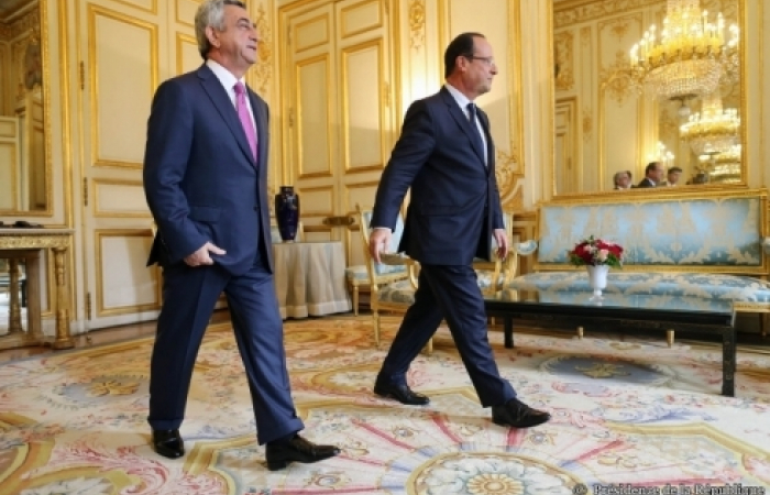 Sargsyan for lunch at the Elysee. The Armenian President held discussions with President Hollande on the perspectives of relations with the European Union.